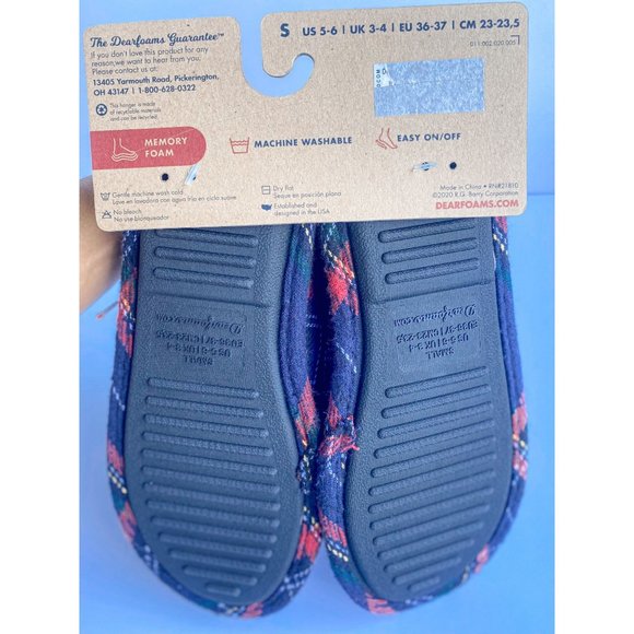 Dearfoams Women's Mama Bear Clog Slippers In Blue Plaid Size S (5-6) - Picture 5 of 5